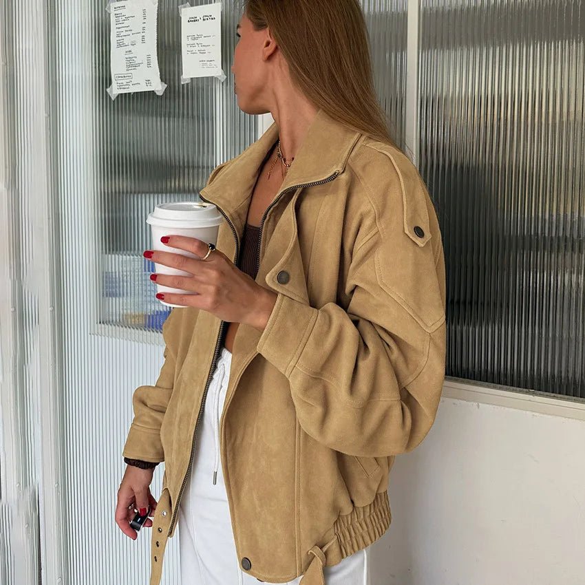 Veste bomber oversize en suédine synthétique
