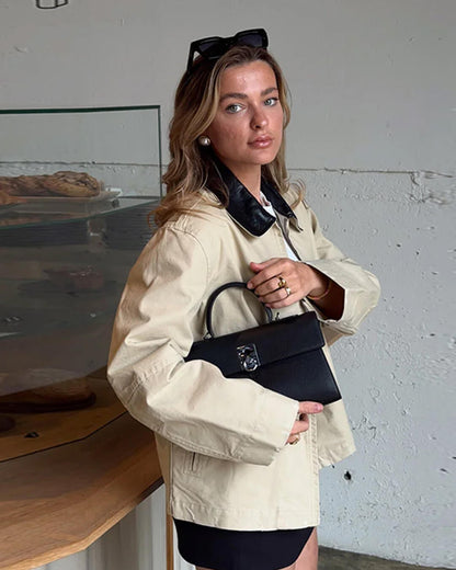 Veste zippée col contrasté stylée