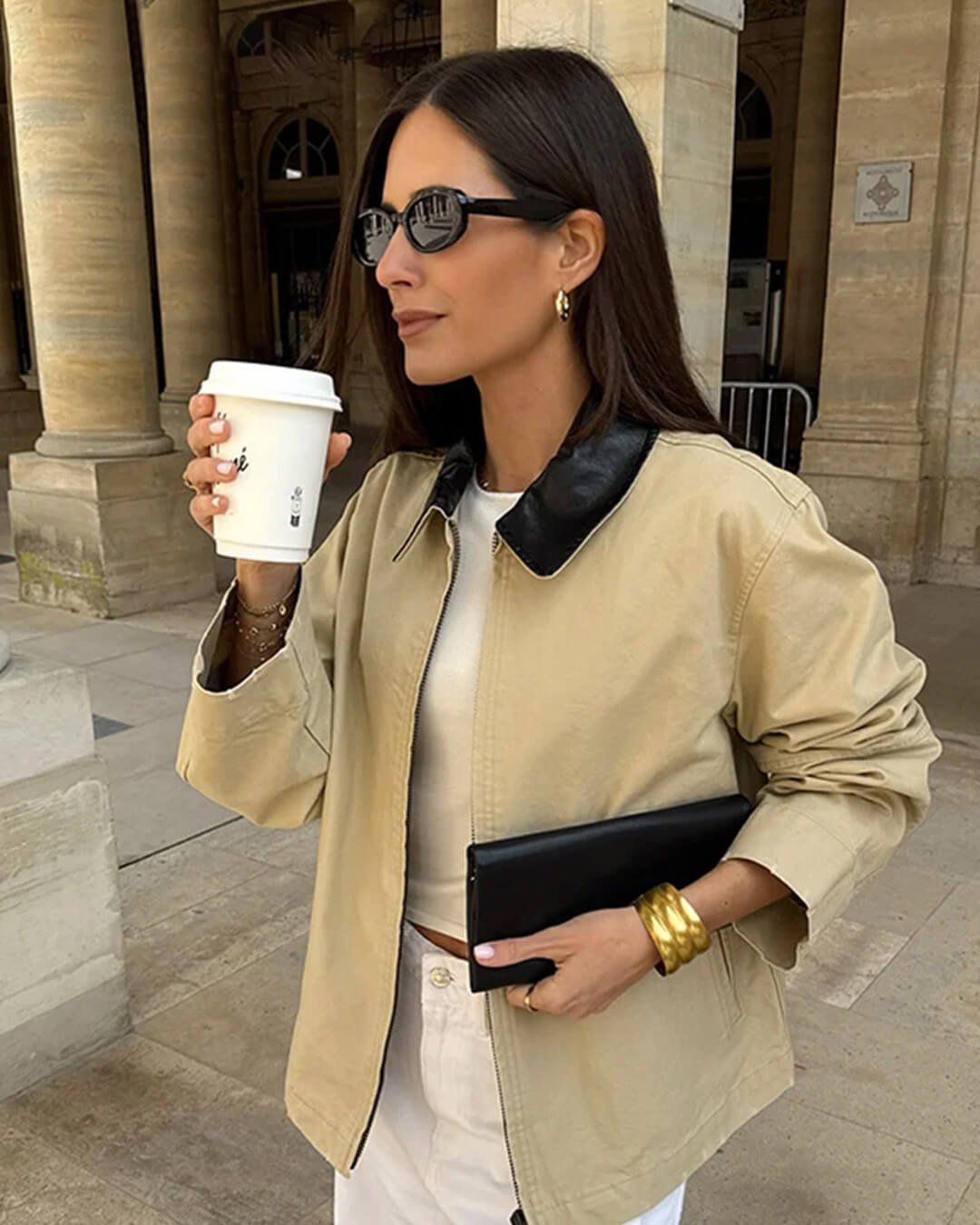 Veste zippée col contrasté stylée