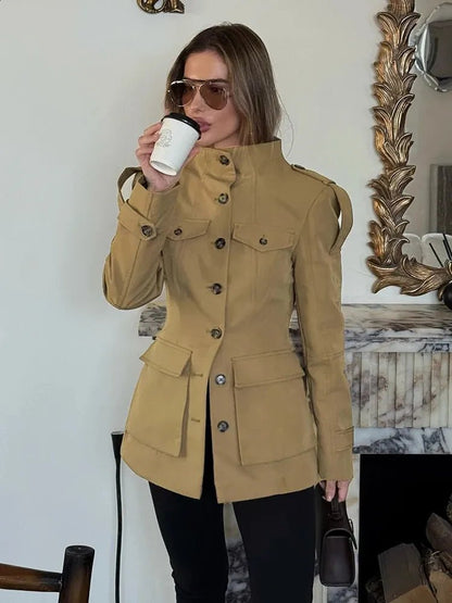 Tailored Stand Collar Utility Jacket