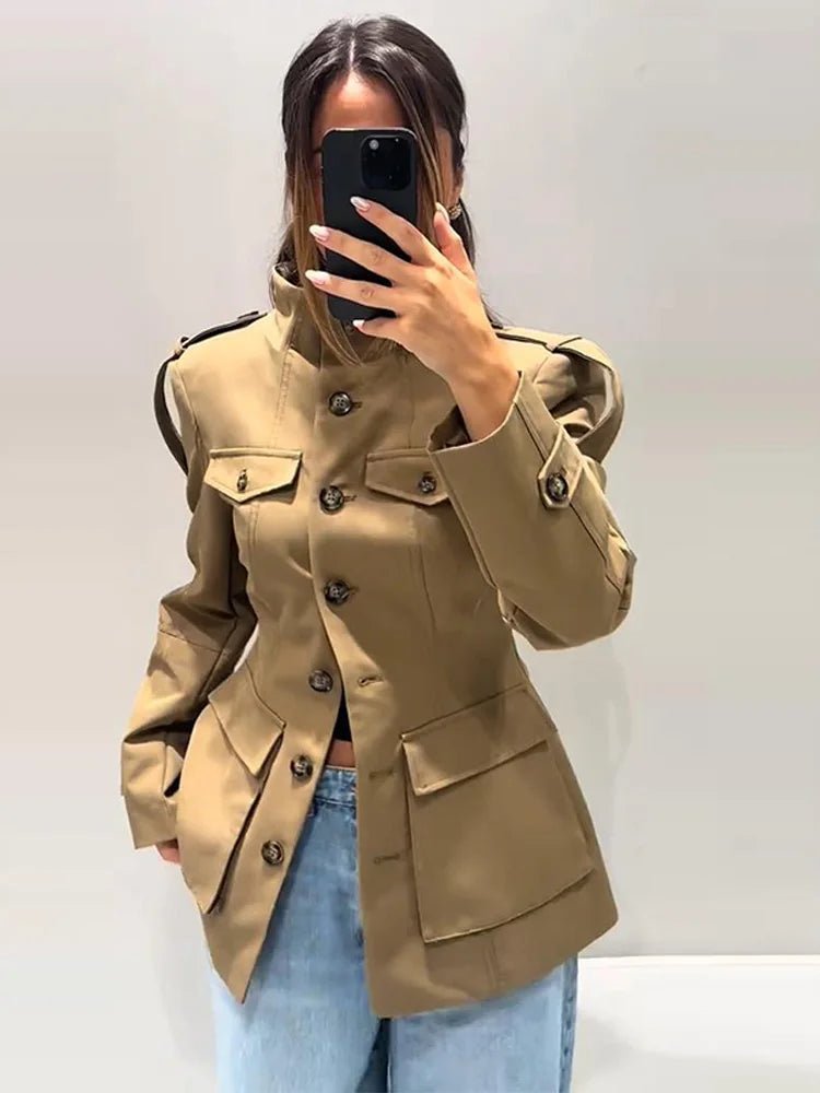 Tailored Stand Collar Utility Jacket