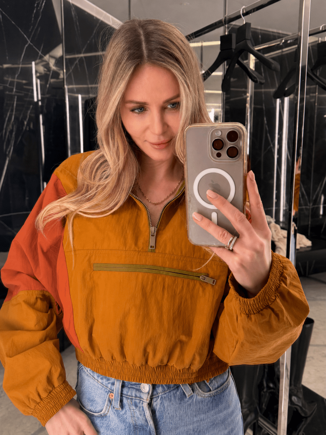 Kate Colorblock Half-Zip Windbreaker Jacket