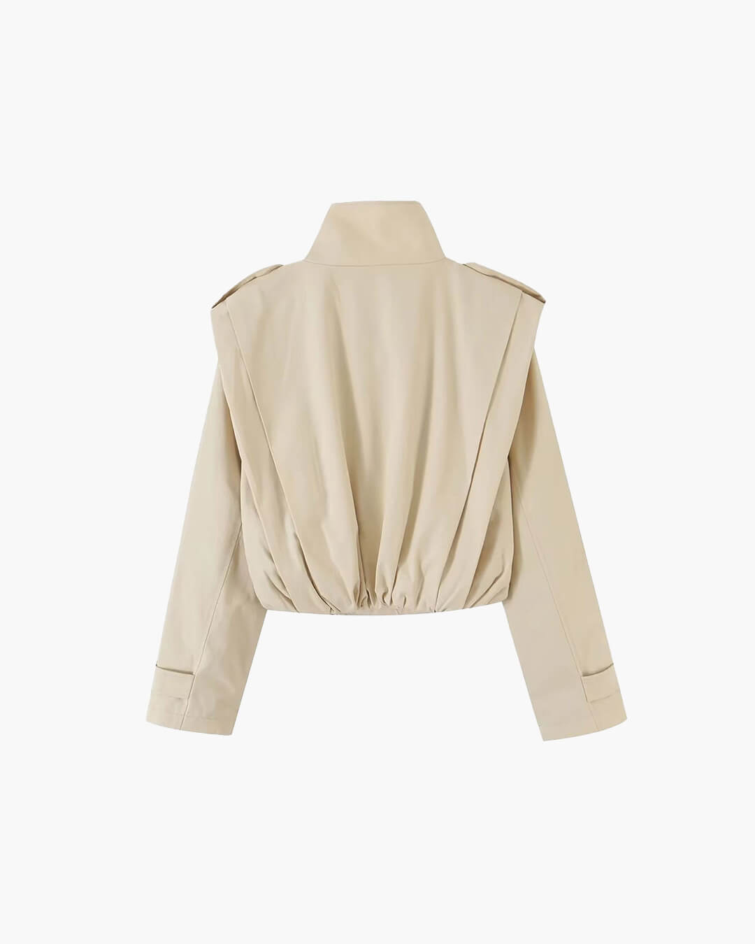 Tailored Pleated High Collar Trench Coat