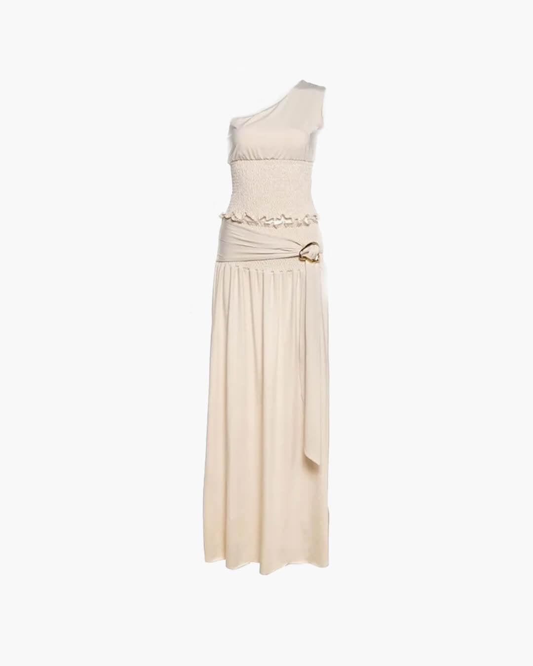 Ensemble jupe longue ceinturée asymétrique une-épaule