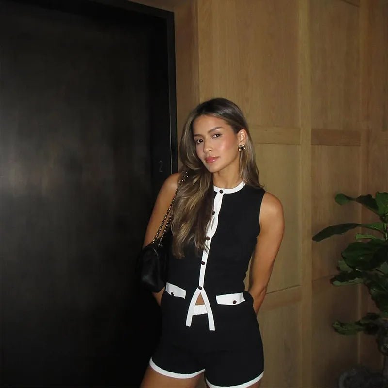 Ensemble doux en maille top et shorts
