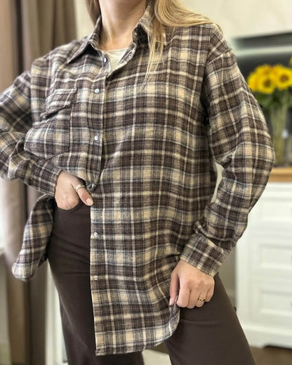 Chemise à carreaux oversize manches longues
