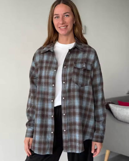 Chemise à carreaux oversize manches longues