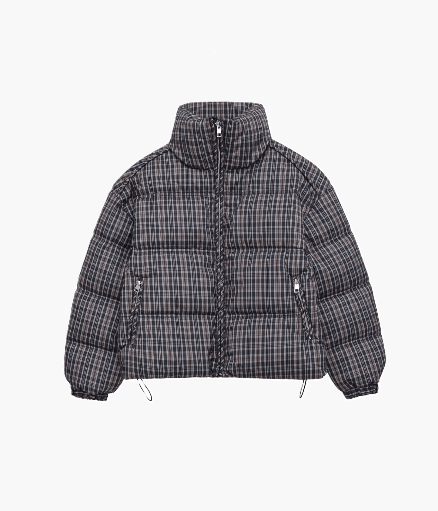 Classic Plaid High Neck Puffer Jacket