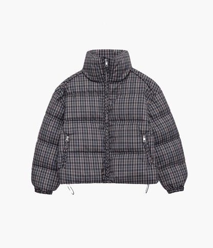 Classic Plaid High Neck Puffer Jacket