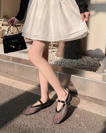 Luella Buckled Mesh Ballet Flats