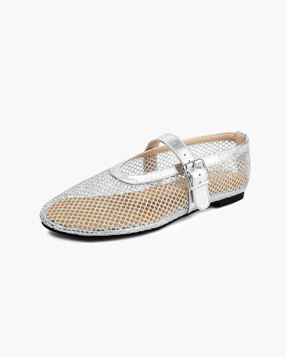 Luella Buckled Mesh Ballet Flats