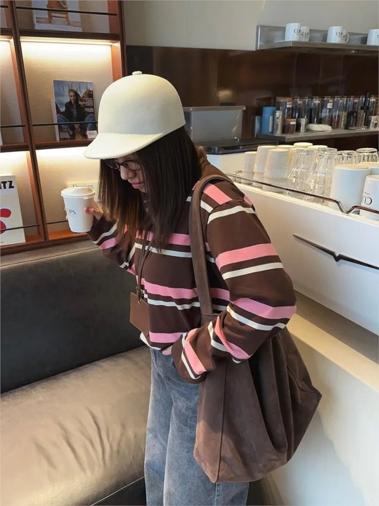 Striped Polo Long Sleeve Top