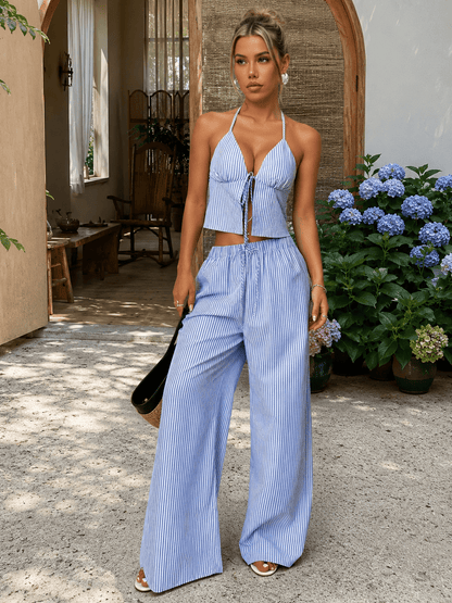 Emilia Completo Top Halter a Righe