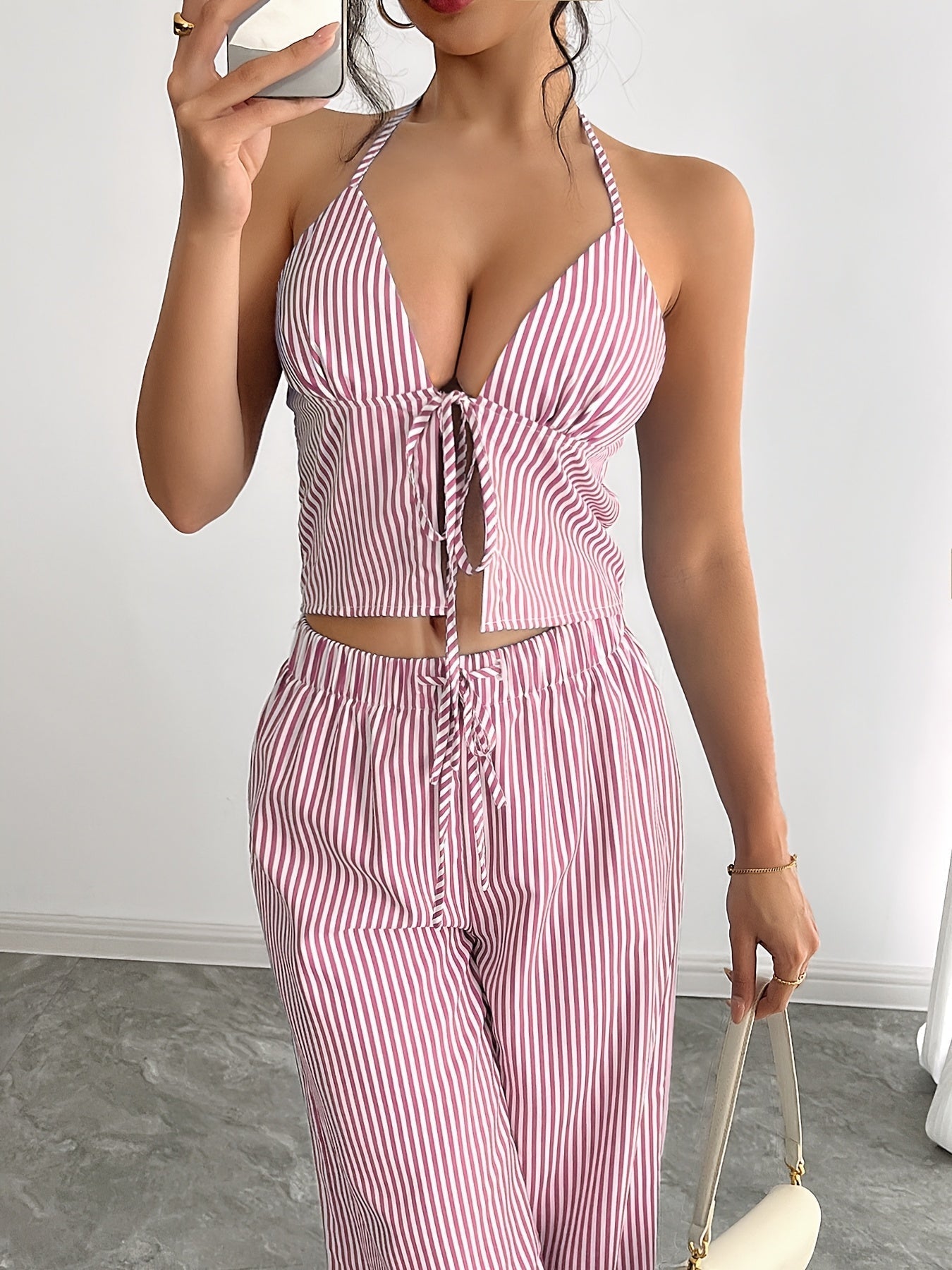 Emilia Completo Top Halter a Righe