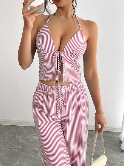 Emilia Completo Top Halter a Righe