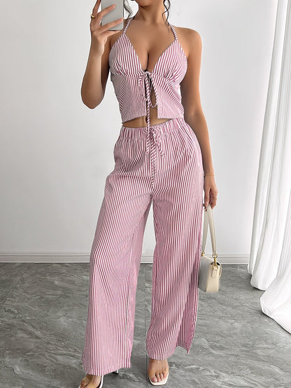 Emilia Completo Top Halter a Righe