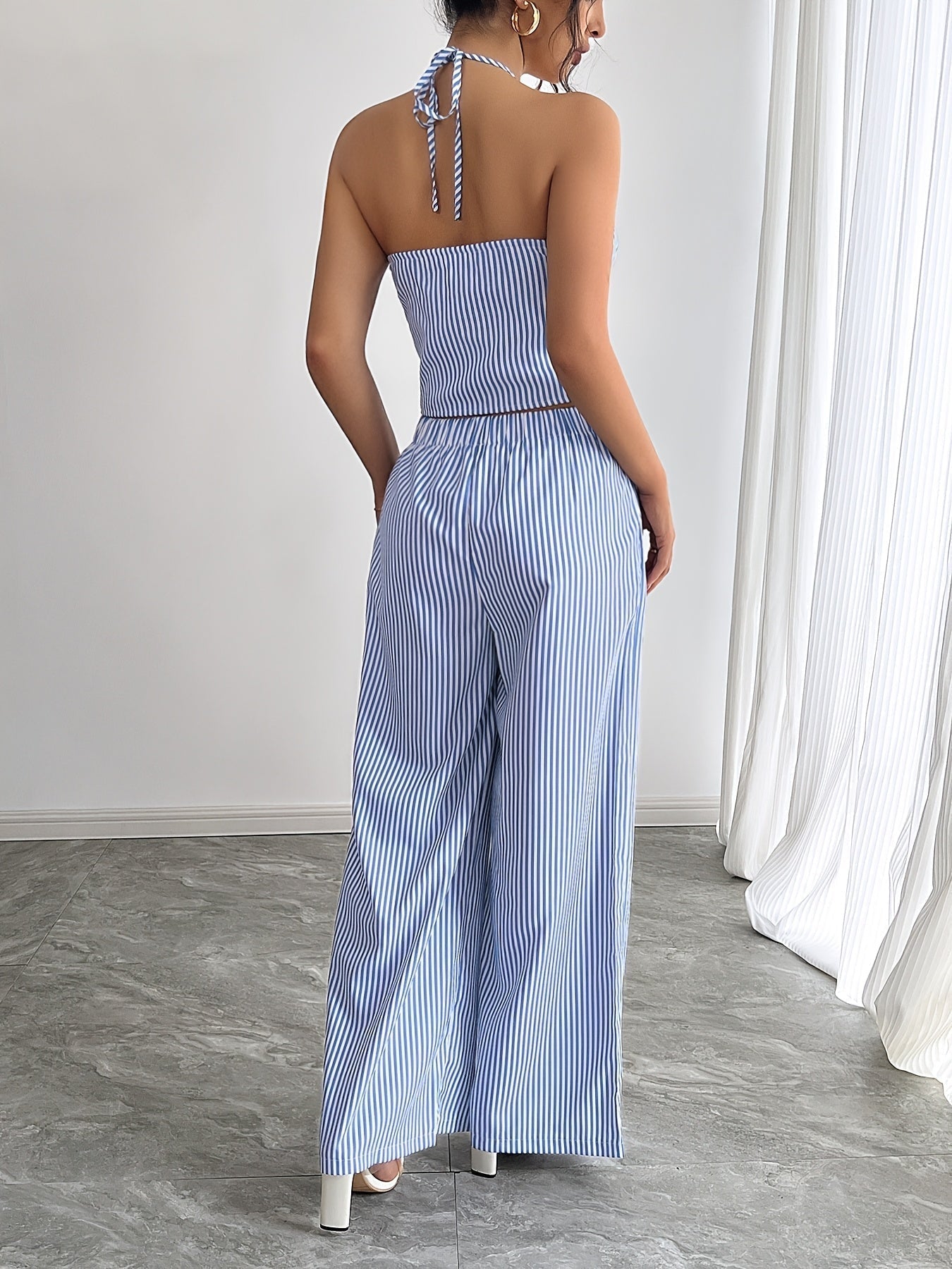 Emilia Completo Top Halter a Righe