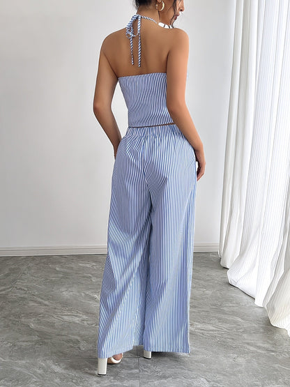 Emilia Completo Top Halter a Righe